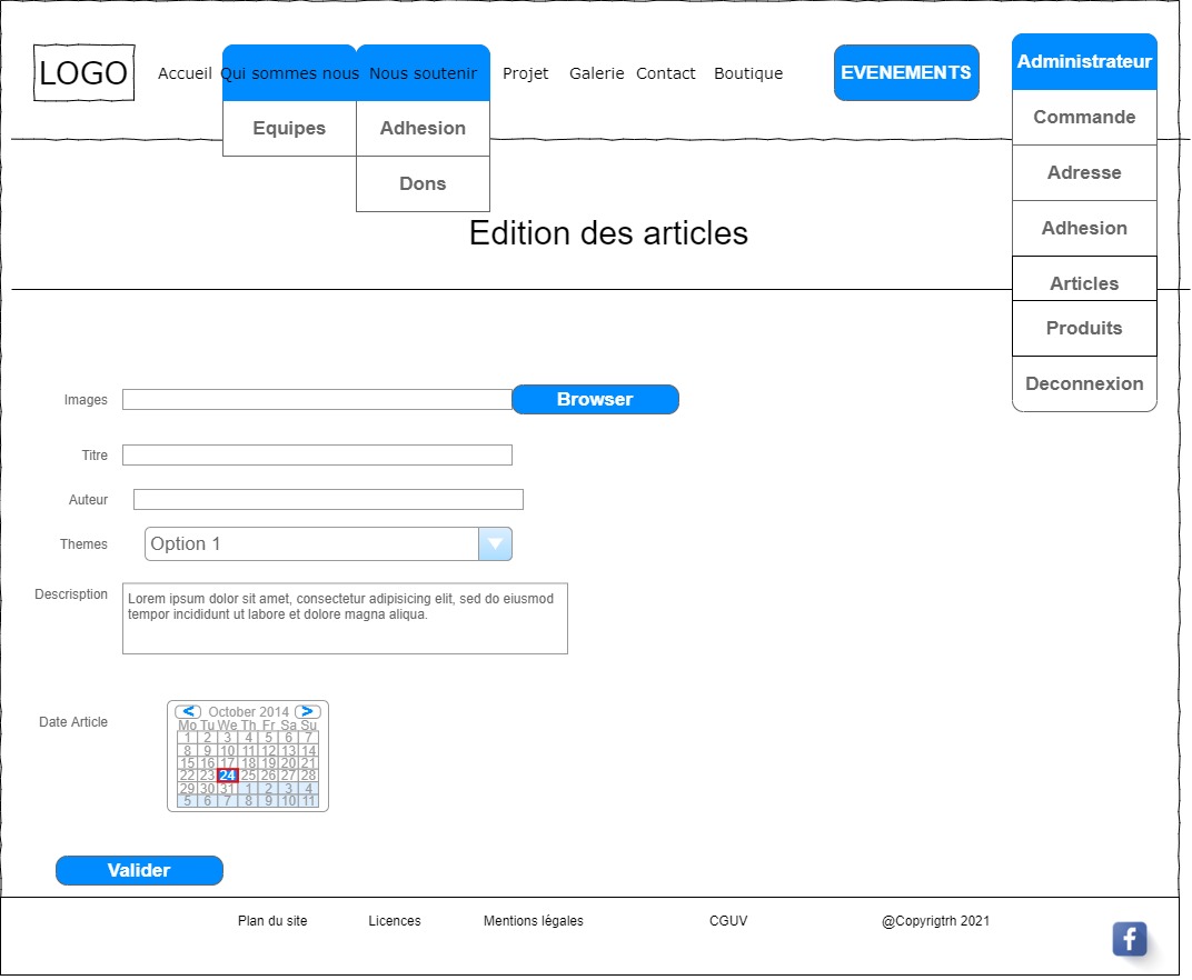 maquette site too cooleur-Page Dashboard administrateur_article_edition